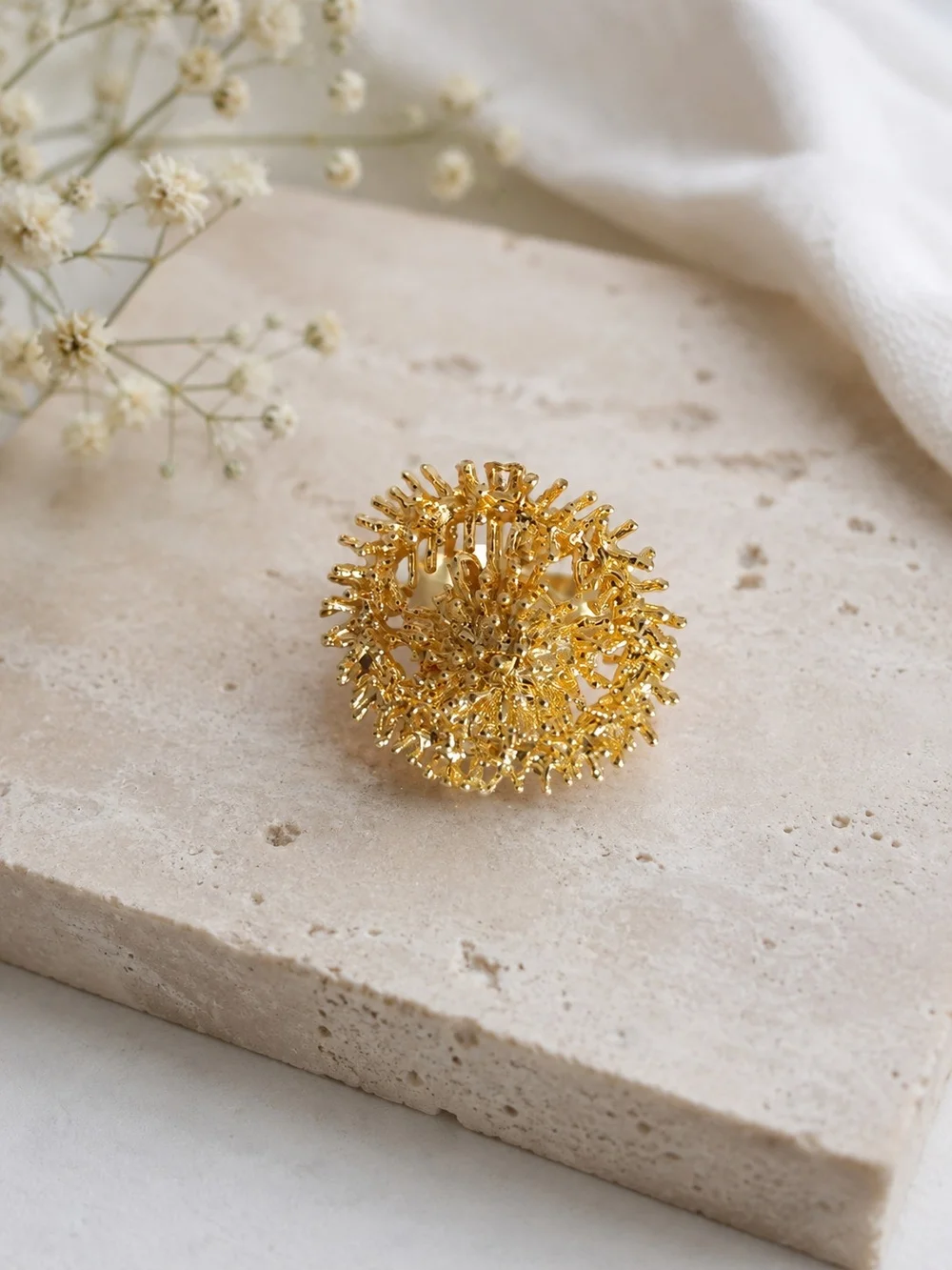 Gold Floral Statement Ring – Elegant Women's Jewelry